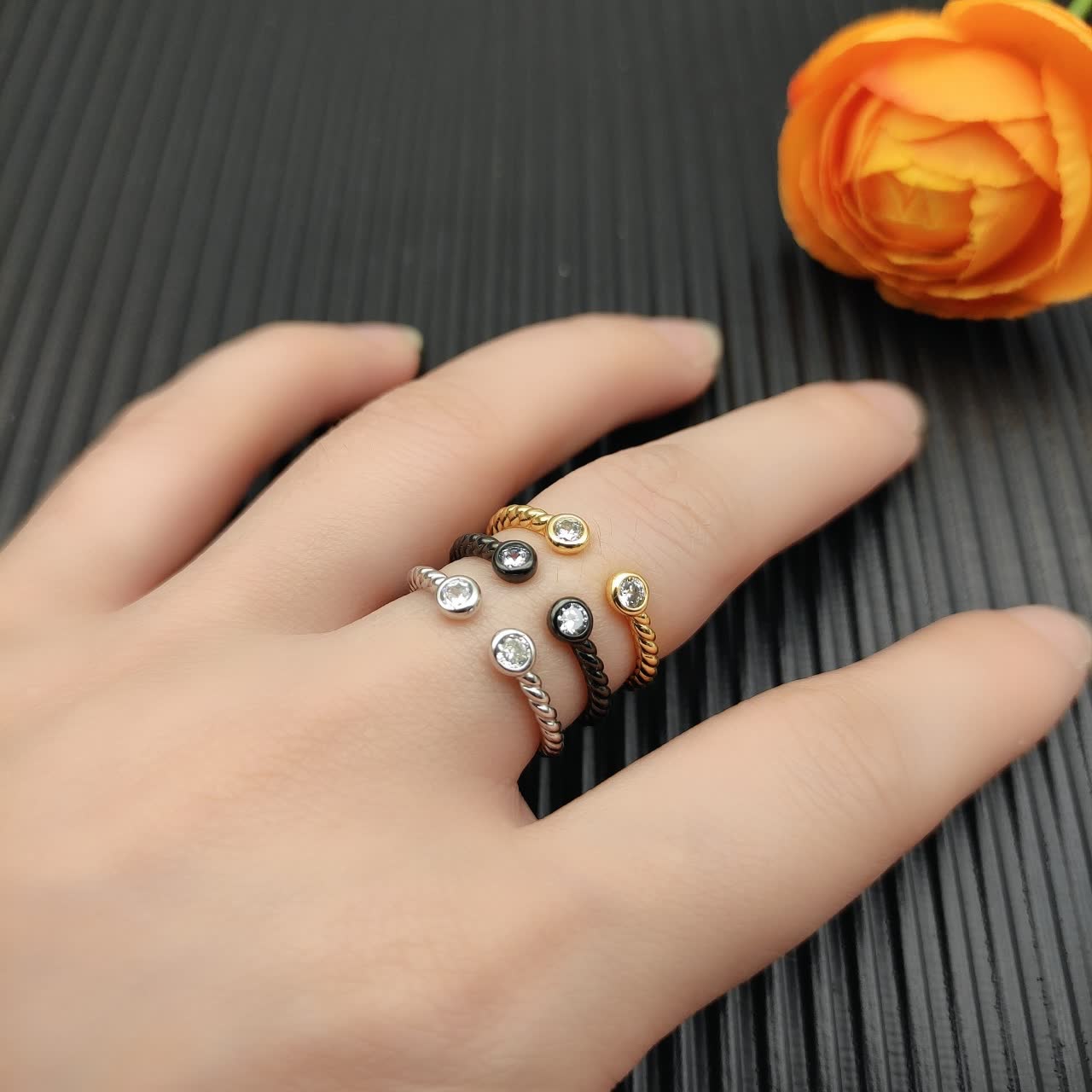 David Yurman Black Diamond Ring with Twisted Band